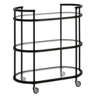 Hudson&Canal - Chariot de bar ovale Leif 30 po de largeur - Bronze noirci-Un design contemporain moderne pour votre cuisine, votre bureau, votre espace de divertissement et plus encore