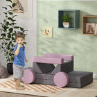 Qaba - Ensemble de construction de fort modulaire pour enfants, canapé et 12 pièces - Gris-Six formes différentes favorisent une construction variée et créative 