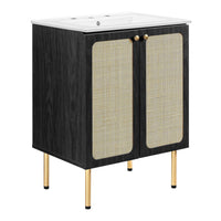 Modway - Chaucer 24" Vanette de salle de bain - Noir Blanc-MDF et panneau de particules