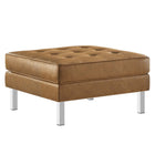 Modway - Loft Touffe Cuir végane Fauteuil et ensemble ottoman - Silver Tan-Capsules de pied non marquées