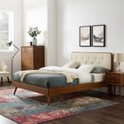 Modway - Bridgette Bois Lit à plateforme queen avec pieds écartés, Noyer beige-Rubberwood Legs