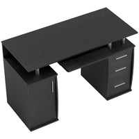 HOMCOM - Bureau d'ordinateur avec plateau à clavier et tiroirs de rangement - 47,2 po L x 21,7 po l x 29,5 po H - noir-Grand espace de bureau pour l’écriture, le travail sur ordinateur et d’autres activités de bureau à domicile 