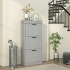 HOMCOM - Meuble à chaussures étroit avec tiroirs rabattables et étagère réglable - gris-Son design compact le rend idéal pour les petites entrées ou tout espace étroit 