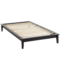 Modway - Lodge Bois Cadre de lit à plateforme jumelée, Cappuccino-Cadre de plate-forme en bois massif