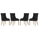 Modway - Pose Performance Velvet Chaise à manger Ensemble de 4 - Noir-Chaise d’accent moderne