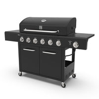 Kenmore - Barbecue au gaz XL à 6 brûleurs avec brûleur latéral - Noir-Foyer de cuisson en acier revêtu de porcelaine de 38 po x 17 po
