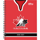 Hilroy - Agenda hebdomadaire/mensuel Hockey Canada 2026-2027, 11 po H x 9 po l, rouge-Couverture rigide et durable avec le logo officiel de Hockey Canada