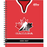 Hilroy - Agenda hebdomadaire/mensuel Hockey Canada 2026-2027, 11 po H x 9 po l, rouge-Couverture rigide et durable avec le logo officiel de Hockey Canada