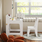 Qaba - Ensemble bureau et chaise pour enfants, table et chaise d’art pour 3-8 ans - blanc-Fabriqué en MDF stable pour une sécurité et une durabilité au quotidien  
