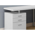 Monarch Specialties - 7027 Bureau 48 po L - Blanc Orientation Gauche Ou Droite-Restez organisé grâce aux tiroirs de rangement fermés et au tiroir classeur pratique avec barres de suspension, idéal pour ranger les documents importants et les articles de bureau.