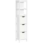 Kleankin - Armoire colonne de salle de bain étroite autoportante - blanc-Armoire compacte et haute qui s'adapte parfaitement aux espaces étroits   