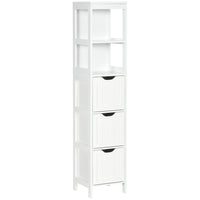 Kleankin - Armoire colonne de salle de bain étroite autoportante - blanc-Armoire compacte et haute qui s'adapte parfaitement aux espaces étroits   