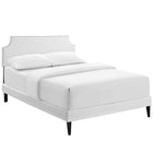 Modway - Corene Vinyle Lit à plateforme complet avec pieds carrés effilés, Blanc-Cadre en bois / panneau en particules