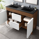 Modway - Render 48" Meuble de salle de bain à double lavabo - Noyer blanc Noir-MDF et panneau de particules