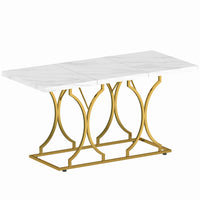 HOMCOM - Table à manger 59 po pour cuisine et salle à manger - blanc-Le plateau à motif marbré ajoute une touche d'élégance visuelle 