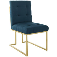 Modway - Privy Acier inoxydable doré Tissu rembourré Chaise d’accent pour salle à manger - Or Azur-Fauteuil à manger Glam Deco