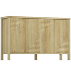 HOMCOM - Buffet cannelé 47,2 po L avec rangement - bois naturel-Les portes cannelées avec des textures saisissantes créent un style moderne 