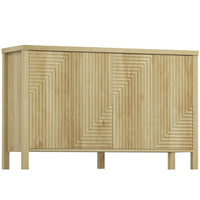 HOMCOM - Buffet cannelé 47,2 po L avec rangement - bois naturel-Les portes cannelées avec des textures saisissantes créent un style moderne 