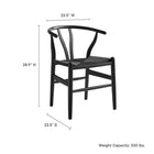Modway - Amish 29" Chaise à manger - Noir noir-Dossier découpé en forme de V