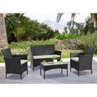 Manhattan Comfort - Ensemble de conversation moderne Imperia pour patio, 4 personnes, avec table basse - Noir et crème - Ensemble de 4-Dimensions de la chaise : 60 cm longueur, 61 cm profondeur, 83 cm hauteur