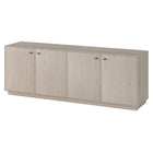 Hudson&Canal - Meuble TV rectangulaire Lillian pour téléviseurs jusqu'à 75 pouces, couleur aulne blanc-La capacité de charge supérieure est de 34 kg. L'étagère du milieu peut supporter 11 kg, tandis que l'étagère inférieure peut supporter 16 kg