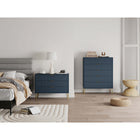 Manhattan Comfort - Dumbo commode moderne et commode haute 5 tiroirs - bleu minuit - ensemble de 2-Comprend 8 tiroirs à extension totale conçus avec des lignes verticales texturées en relief