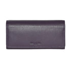 Club Rochelier - Portefeuille pochette pour femme avec chéquier et soufflet - Prune-Fermeture à pression