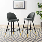 Modway - Cordial Tissu Tabourets de bar - Gris - Ensemble de 2-Rembourrage en tissu polyester