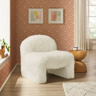 Modway - Mina Fausse fourrure Chaise d’accent - Blanc-Siège à profil bas