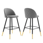 Modway - Cordial Tissu Tabourets de bar - Gris clair - Ensemble de 2-Tabourets de bar rétro modernes