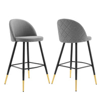 Modway - Cordial Tissu Tabourets de bar - Gris clair - Ensemble de 2-Tabourets de bar rétro modernes