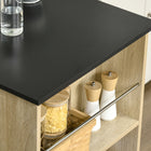 HOMCOM - Table de bar moderne pour cuisine, salle à manger, salon - bois naturel-Couleur : Naturel, Noir 