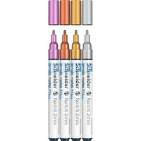 Schneider - Marqueurs de peinture Paint-It 011 - Argent/Or - Paquet de 4-Avec le marqueur de peinture, faites ressortir vos conceptions et mises en page avec des marques et des traits détaillés