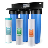 iSpring - WGB32BM Système de traitement d'eau domestique à 3 étapes avec filtre à sédiments, bloc de charbon actif et filtre réducteur de fer et de manganèse-Réduction du fer jusqu’à 3 ppm et du manganèse jusqu’à 1 ppm, pour protéger toute la famille et les électroménagers