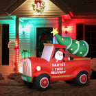 HOMCOM - Décoration de jardin gonflable de Noël de 1 - 80 m - Père Noël sur un tronc-5 lumières LED blanches et 10 lumières LED clignotantes pour une meilleure visualisation nocturne 