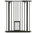 PawHut - Porte pour animaux de compagnie 36" avec porte de passage - Noir-Le système de double verrouillage garantit que votre animal reste en sécurité et offre une sécurité maximale