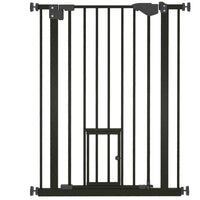 PawHut - Porte pour animaux de compagnie 36" avec porte de passage - Noir-Le système de double verrouillage garantit que votre animal reste en sécurité et offre une sécurité maximale