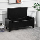 HOMCOM - Banc de rangement avec ottomane à dessus rabattable - noir-Le couvercle rabattable facilite l’ouverture et le rangement des objets à l’intérieur 