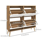 HOMCOM - Armoire à chaussures avec 4 tiroirs rabattables et étagères réglables - bois naturel-Panneau de particules robuste avec base en bois massif 