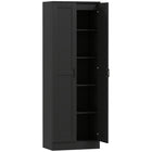 HOMCOM - Armoire de cuisine 5 niveaux avec étagères - noir-Ajoutez une touche moderne à votre intérieur grâce à son design épuré 