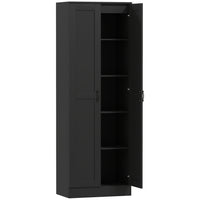 HOMCOM - Armoire de cuisine 5 niveaux avec étagères - noir-Ajoutez une touche moderne à votre intérieur grâce à son design épuré 