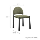 Modway - Hayley Tissu rembourré Fauteuil d’appoint de salle à manger - Feuille Noire-Siège rembourré