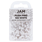 JAM Paper - Punaises colourées - blanches - paquet de 100-Punaises à tête en plastique | Couleur : Blanc