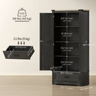 HOMCOM - Armoire de rangement de cuisine 69 po avec étagères réglables - noir et brun-Trois charnières renforcent chaque porte d’armoire 