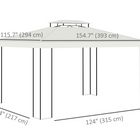 Outsunny - Pavillon d’extérieur 10 pi l x 13 pi L - toit double, auvent pour terrasse - blanc-Tissu en polyester avec revêtement PU offrant une protection solaire