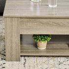 HOMCOM - Table basse relevable avec compartiment de rangement caché et étagère - gris-Matériau : MDF