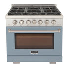 Kucht - 36 po Série KFX-X Cuisinière Pro Style au gaz propane - Acier inoxydable/Bleu pâle-Brûleur rocket power de 21 000 btu pour un saisissage rapide