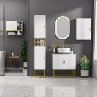 Kleankin - Armoire à linge de salle de bain étroite avec étagère réglable et deux portes - blanc-Conception haute et étroite permettant d’économiser de l’espace dans votre salle de bain 