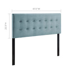 Modway - Emily Biscuit Touffé Performance Velvet Tête de lit Queen, Bleu clair-Sellerie en velours en polyester