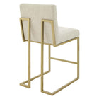 Modway - Privy Tissu rembourré Tabouret de comptoir - Beige doré - Ensemble de 2-Aucune assemblée requise
